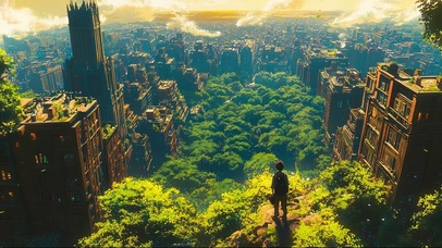 远眺绿色氧气城市