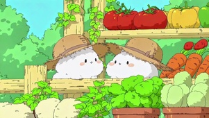 菜园里软乎乎的草帽小兔