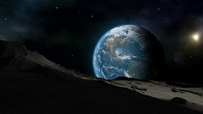 漆黑宇宙中的蓝色星球