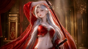 红纱异域白发美女