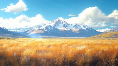 蓝天阳光高山金黄草原