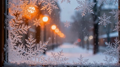 冬窗雪景