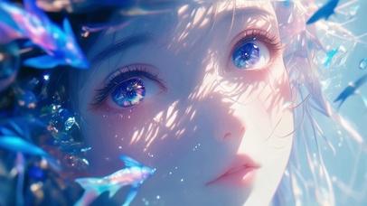 游鱼入蓝