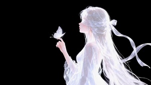 发光白发少女与白蝴蝶