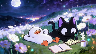 月夜花田