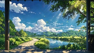 明媚夏日乡间小道