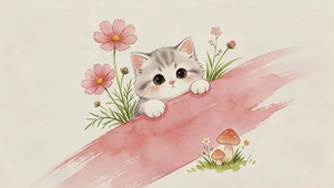 可爱鲜花猫咪
