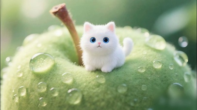 青苹果上的小喵