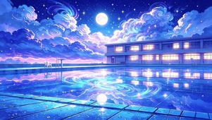 唯美月夜泳池