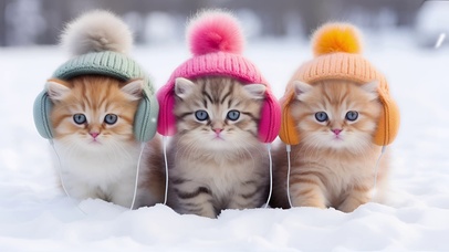 雪地可爱小猫咪