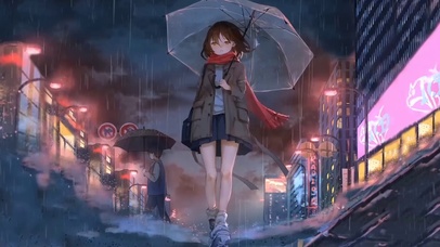 冬季雨天少女