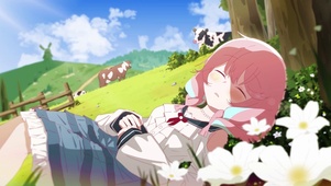 休憩的少女