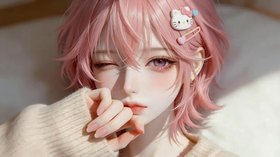 治愈可爱短发女孩