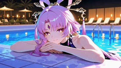 紫发少女夏夜