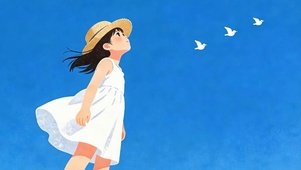 望着天空女孩