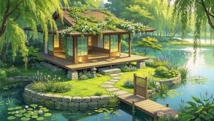 绿色插画风景