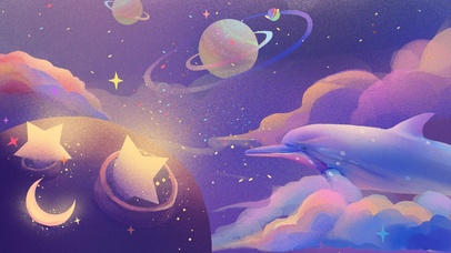 插画太空鲸鱼系列-02/3
