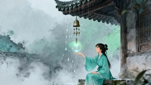 廊下看雨