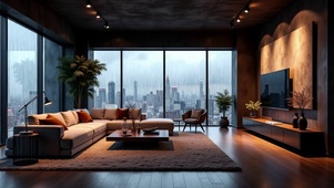 【雨景】高层大客厅