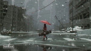 末日城市废墟的少女