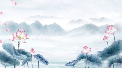 中国风唯美意境水墨荷花镜头运动