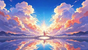霞光云海与神女
