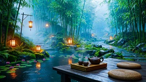竹林雨景