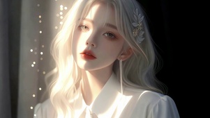 纯欲白毛窗边女孩