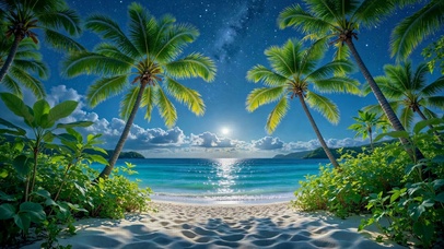 星空椰林梦幻海滩