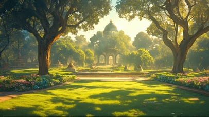 清新绿色阳光欧式花园