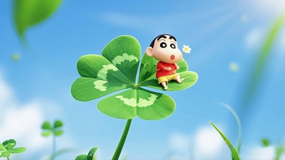 四叶草上的呆萌小新