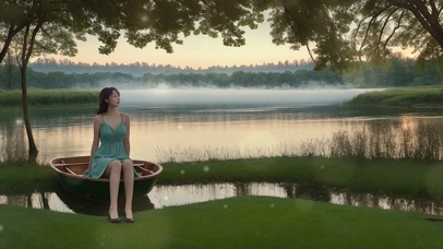 湖边美女