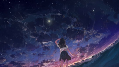 Girl sea sky