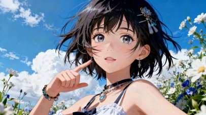 晴空花海短发二次元美少女