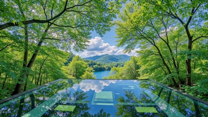 林间森湖治愈自然风景