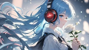 白玫瑰蓝发少女