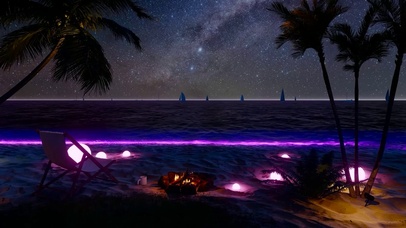 唯美星空海边篝火露营