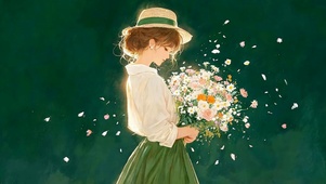 拿着鲜花女孩