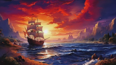 搁浅在海边的帆船