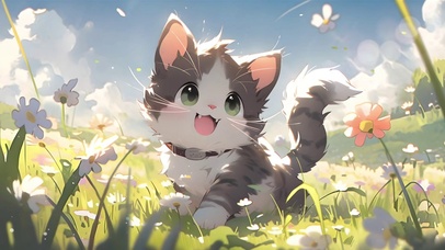 草丛玩耍的小猫