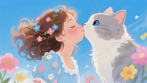 女孩和猫咪