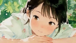 可爱女孩带鱼屏