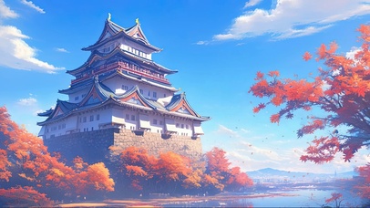 枫林河畔古风宫殿
