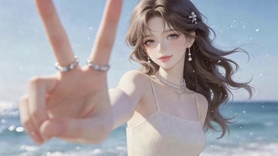 海边温柔清纯美少女