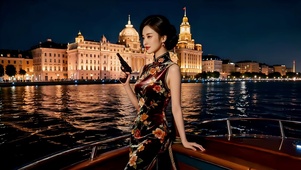 从旧上海滩穿越到现代的旗袍美女