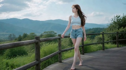 清新户外漫步少女