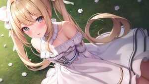 唯美草坪少女