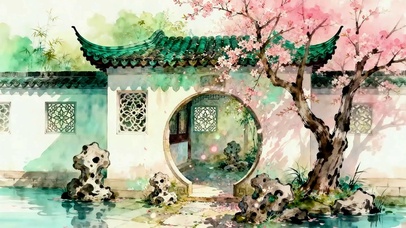 古风樱花庭院