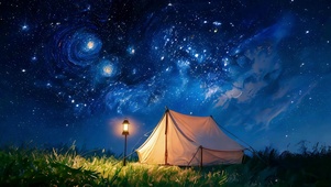 星空下露营夜晚