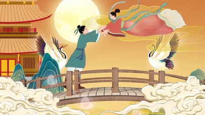 国潮风牛郎织女七夕情人节